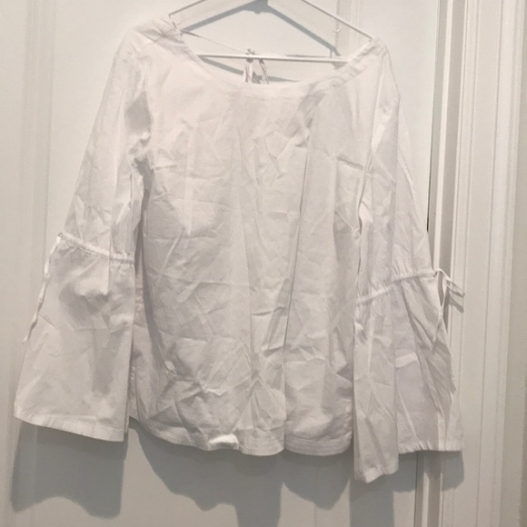 White loft cotton shirt with bell sleeves - Picture 2 of 5